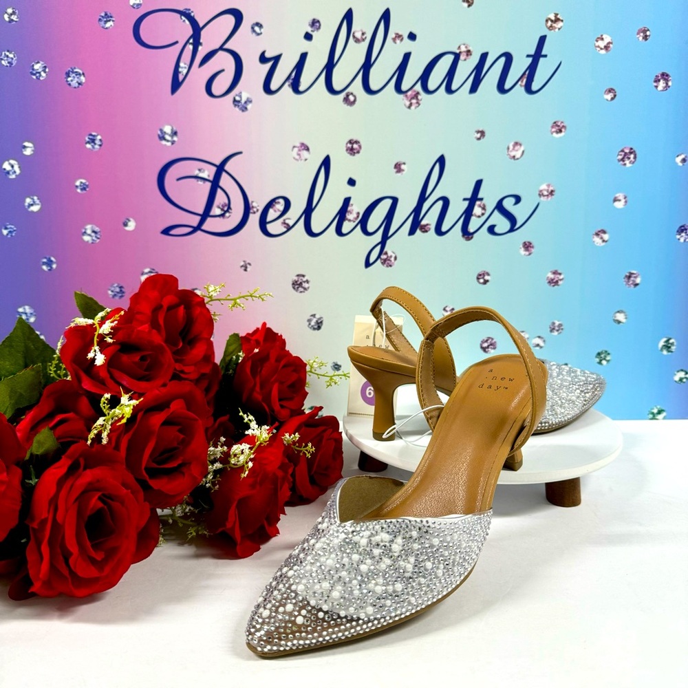 💎RHINESTONE PEARL SLINGBACK HEELS